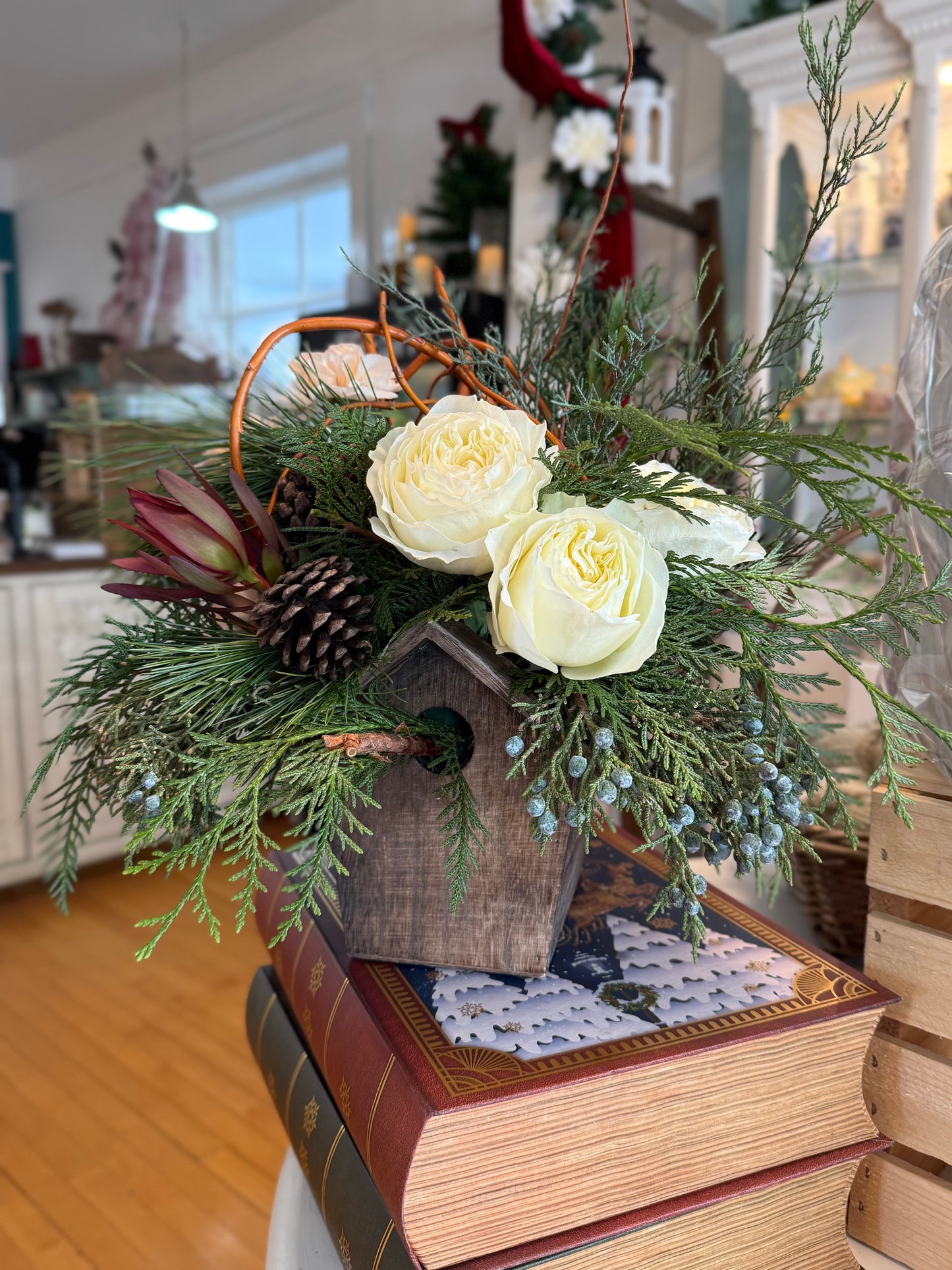 Winter Birdhouse Flowers