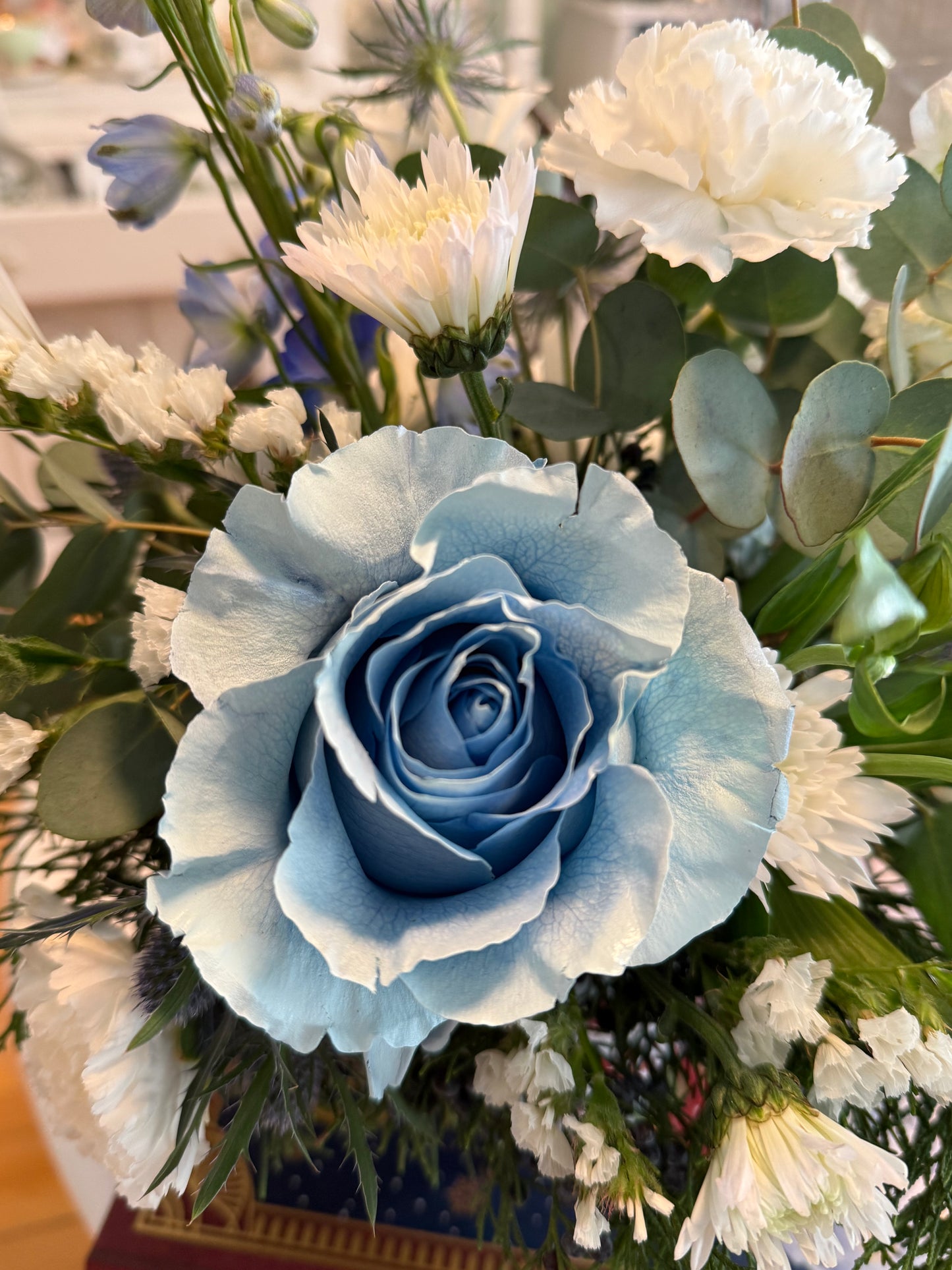 Frosty Blue Flower Arrangement