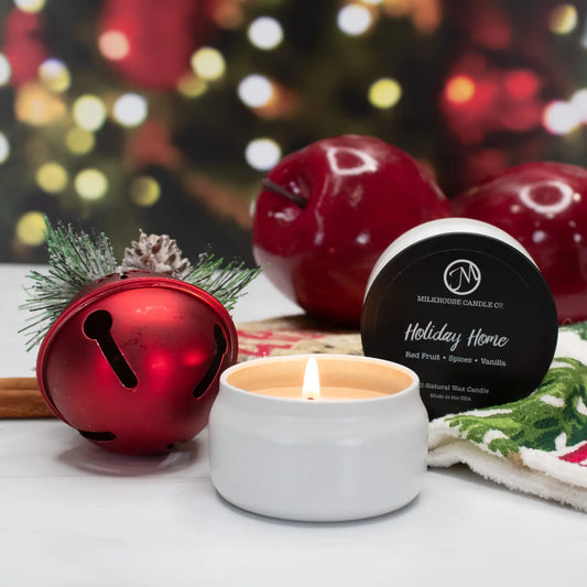 1.5 oz Sampler Tin Candle: Holiday Home - Milkhouse Candle Co.