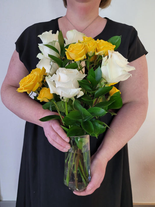 Sunshine in Winter Rose Bouquet in a Vase