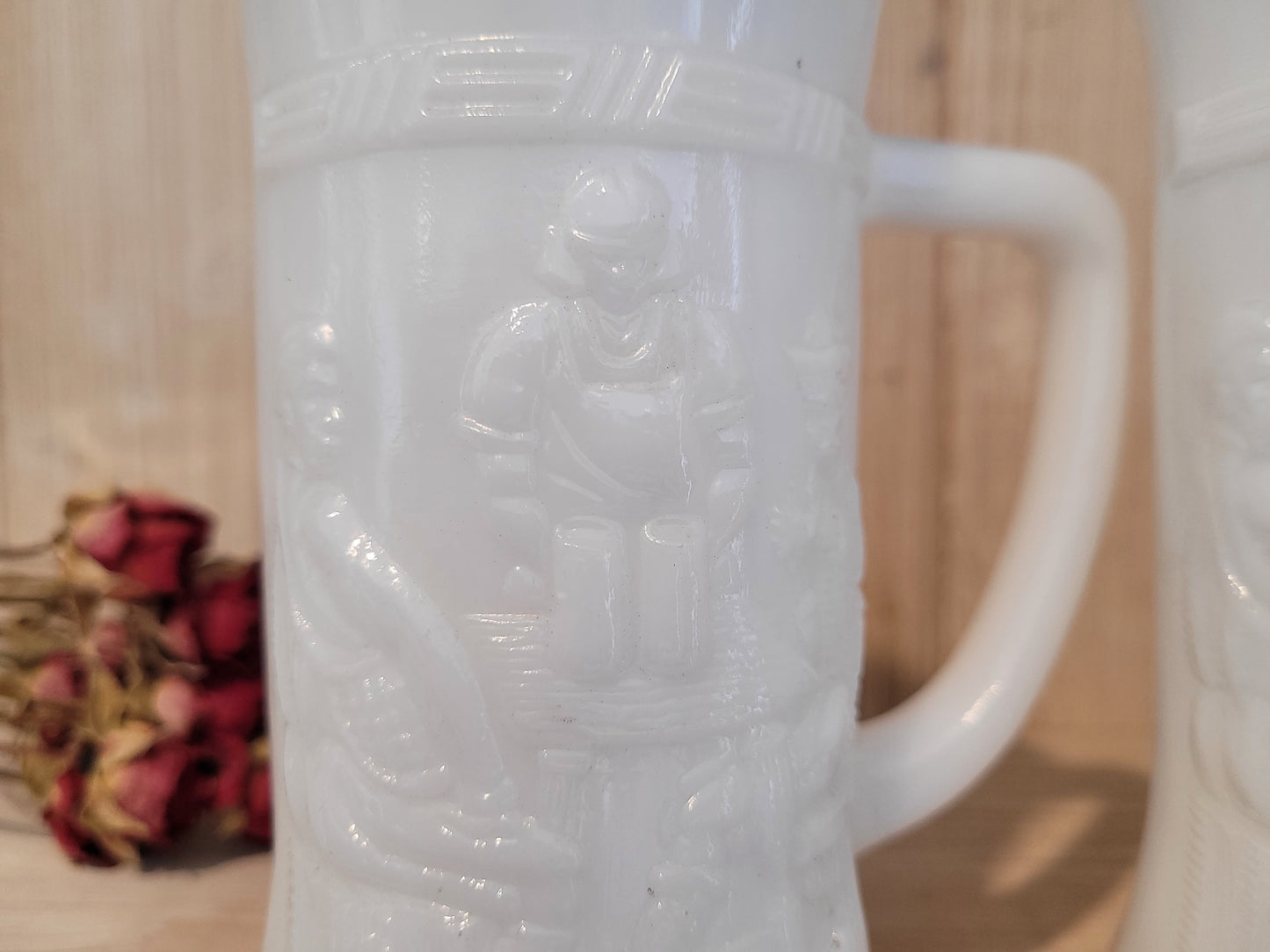 Milk Glass 1930's "Pub Scene" Mugs
