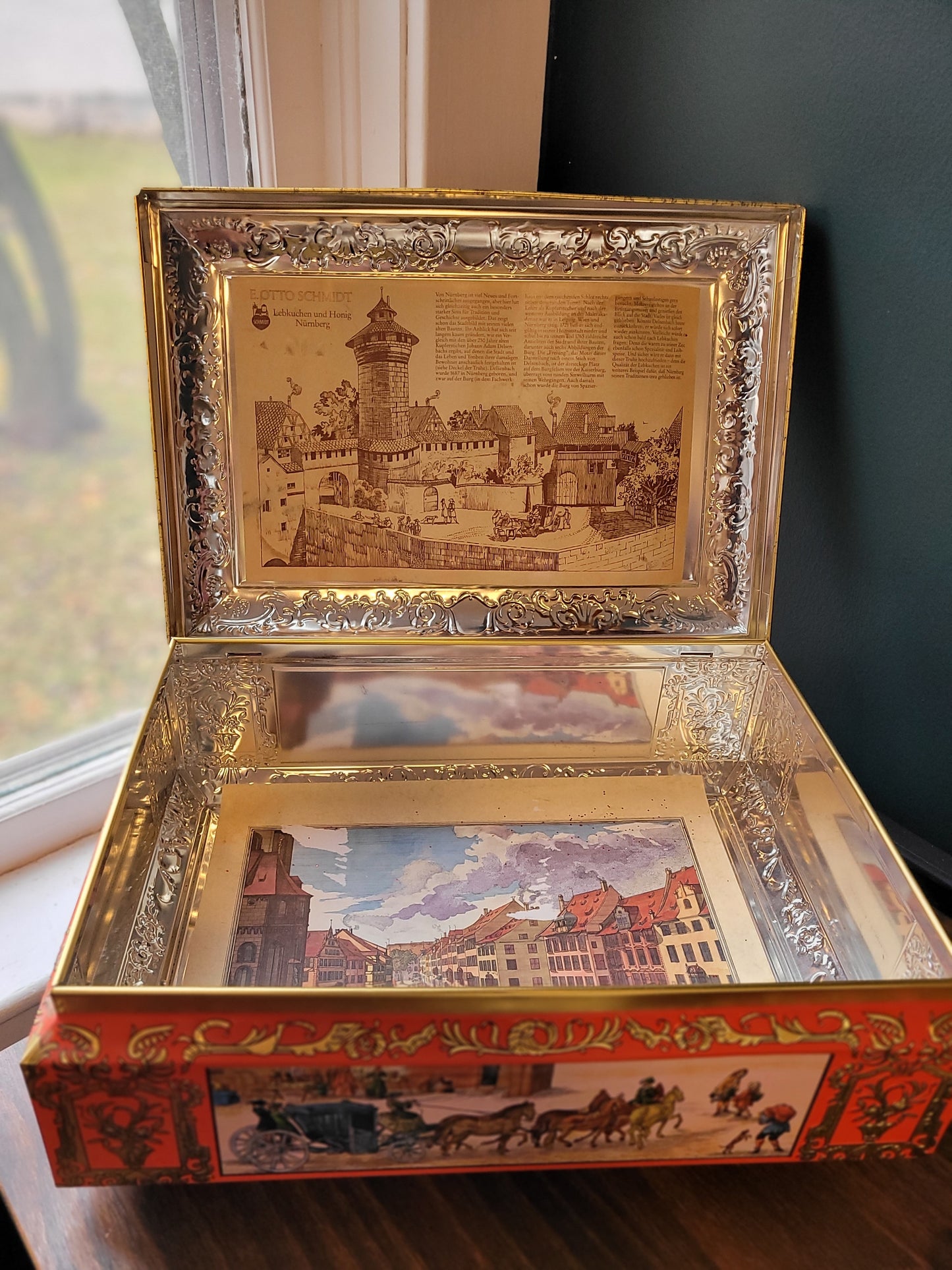 German Gingerbread Tin Box E. Otto Schmidt Lebkuchen.