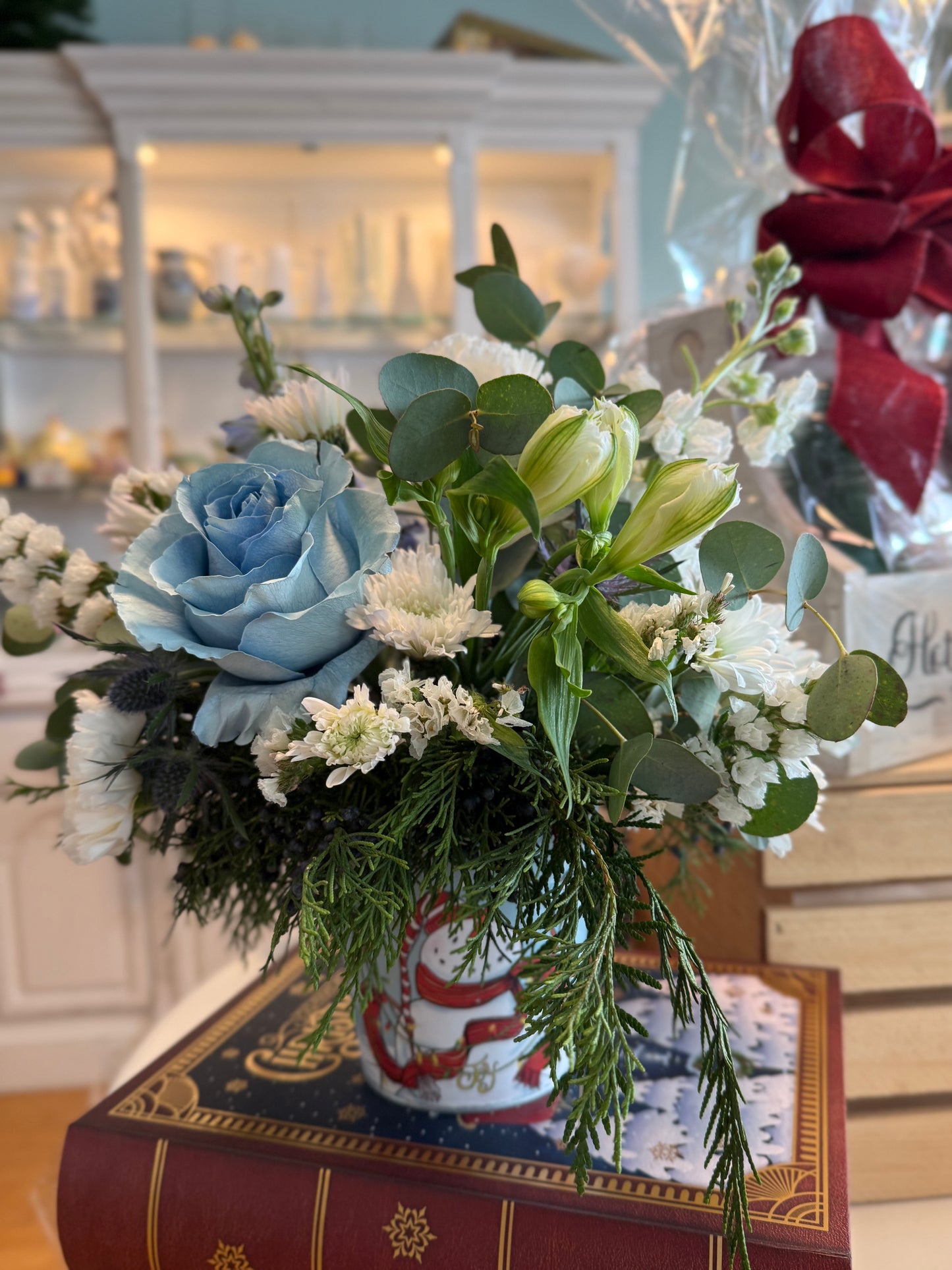 Frosty Blue Flower Arrangement