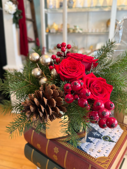 Classic Christmas Rose Centerpiece