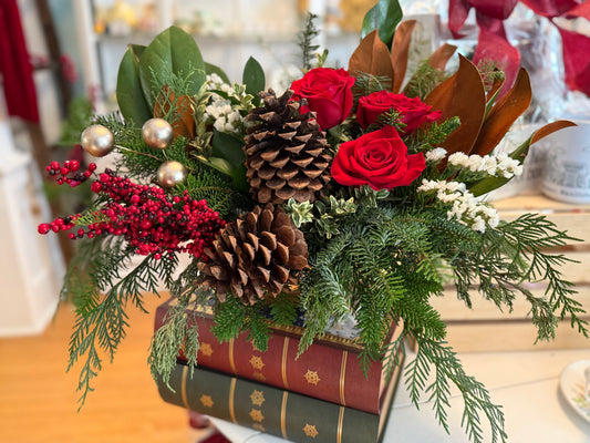 Golden Christmas Boat Arrangement