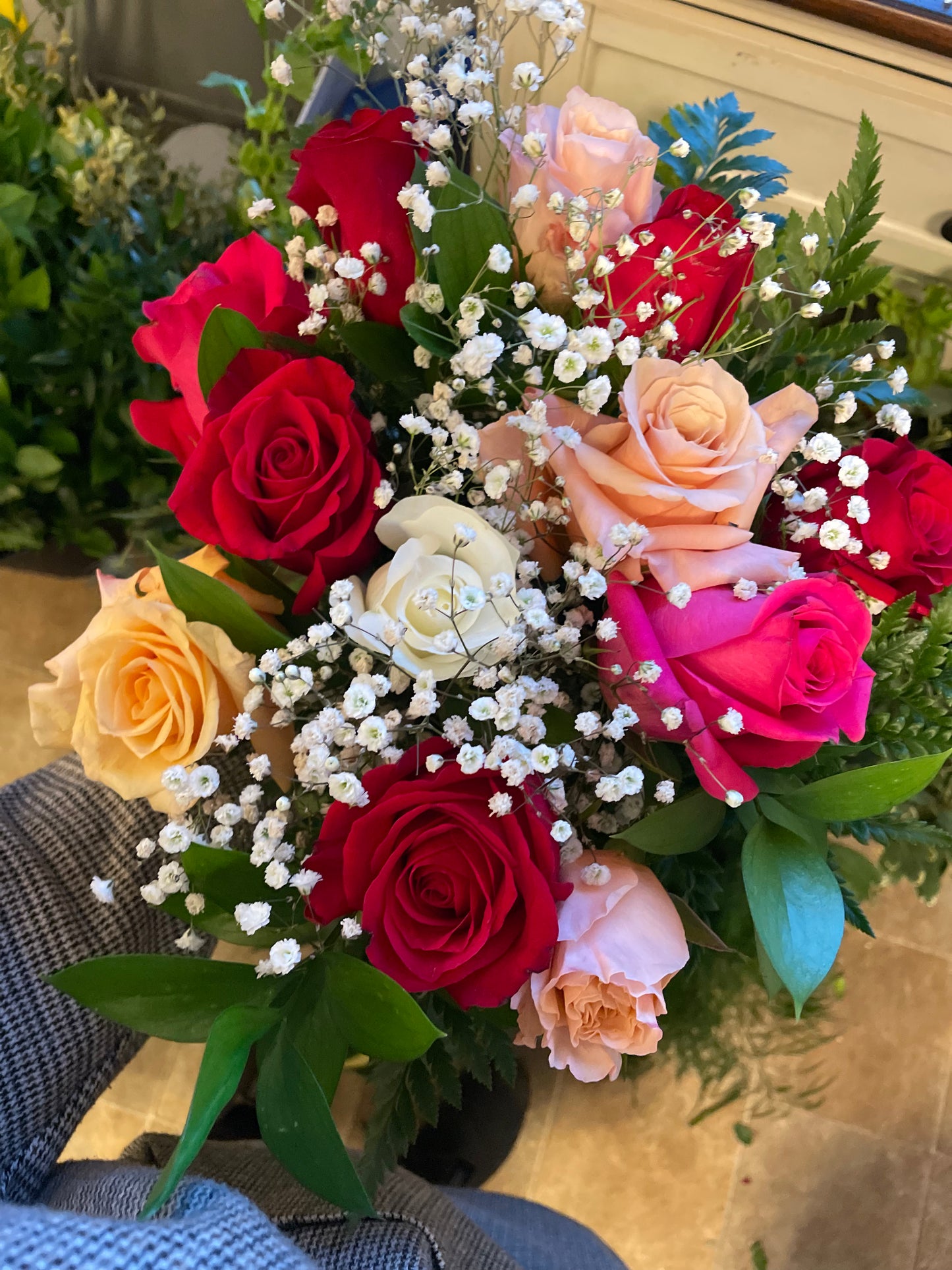 A Dozen (12) Colourful Rose Bouquet